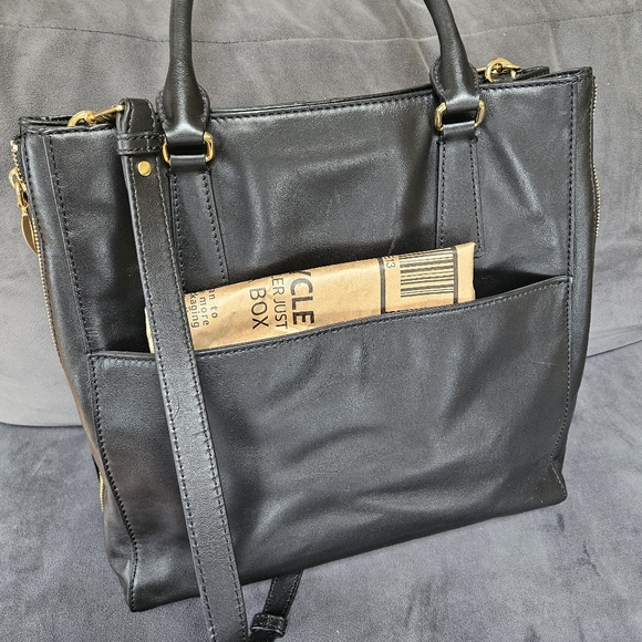 Milly black leather expandable  tote - Picture 13 of 15